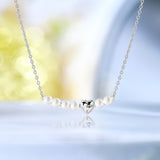 Heart and Beads Bar Pendant Necklace - Dainty Jewelry Collection - Everyday Jewelry