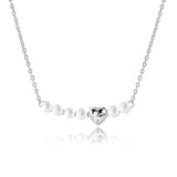 Heart and Beads Bar Pendant Necklace - Dainty Jewelry Collection - Everyday Jewelry