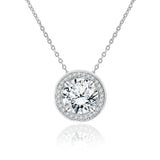2.25 Carat Round Cut Pendant Necklace - Halo Bezel Set - Anniversary Gift