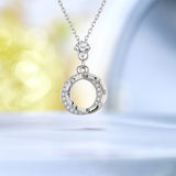 Double Circle Clock Pendant Necklace in Silver -  Giftgiving - Women's Everyday Jewelry