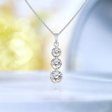 Floating Round Cut Three Stone Drop Pendant Necklace - Latest Fashion Jewelry