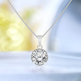 Classic Round Cut Halo Pendant Necklace for Her - Daily Wear Jewelry