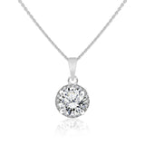 Classic Round Cut Halo Pendant Necklace for Her - Daily Wear Jewelry