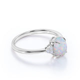 Cluster 1.10 Ct Oval Cut Lab Created Opal Engagement Ring
