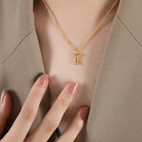 Zodiac Necklace - Gemini Sign - Customized Tendency Jewelry For Women in Yellow Gold Plated over Silver