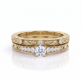 Vintage Edwardian 0.6 Ct Round Lab Diamond Bridal Set