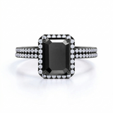 1.75 ct Emerald Lab Black Diamond Halo Wedding Set