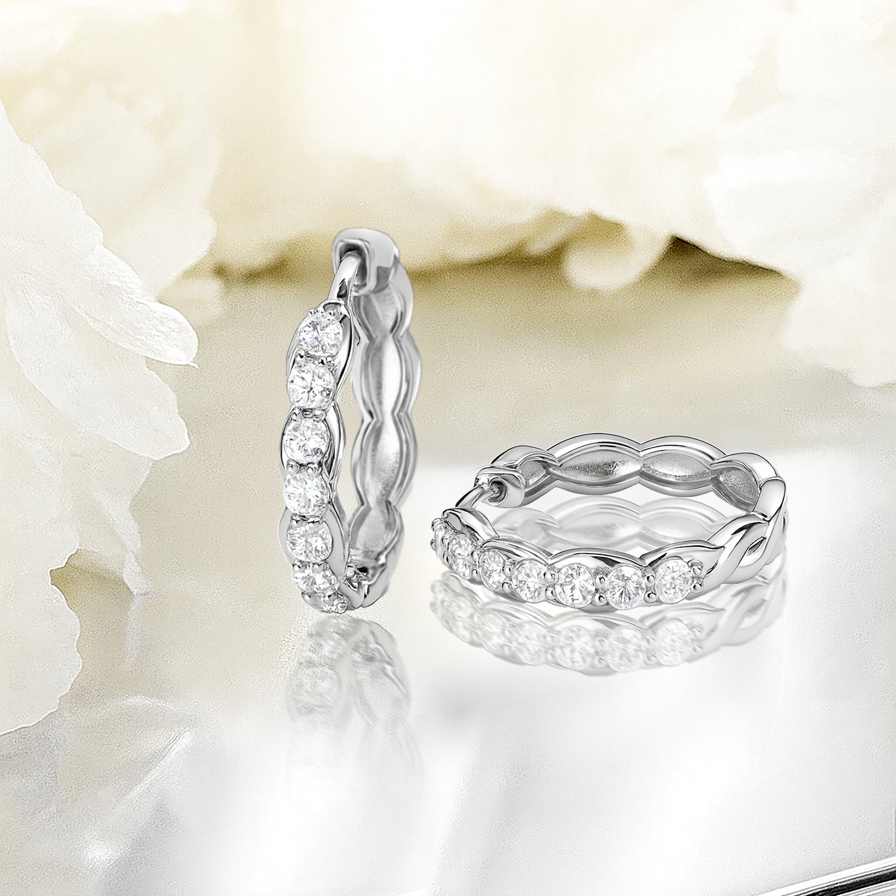 Lab Grown Diamond 1.25 Carat Infinity-Inspired Hoop Earrings in 18K Gold Plating for Women