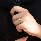 Floral Solitaire 1 Carat Round cut Moissanite Solitaire Engagement Ring in 10k White Gold