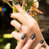 Floral Solitaire 1 Carat Round cut Moissanite Solitaire Engagement Ring in 10k White Gold