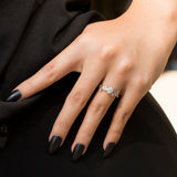 Floral Solitaire 1 Carat Round cut Moissanite Solitaire Engagement Ring in 10k White Gold