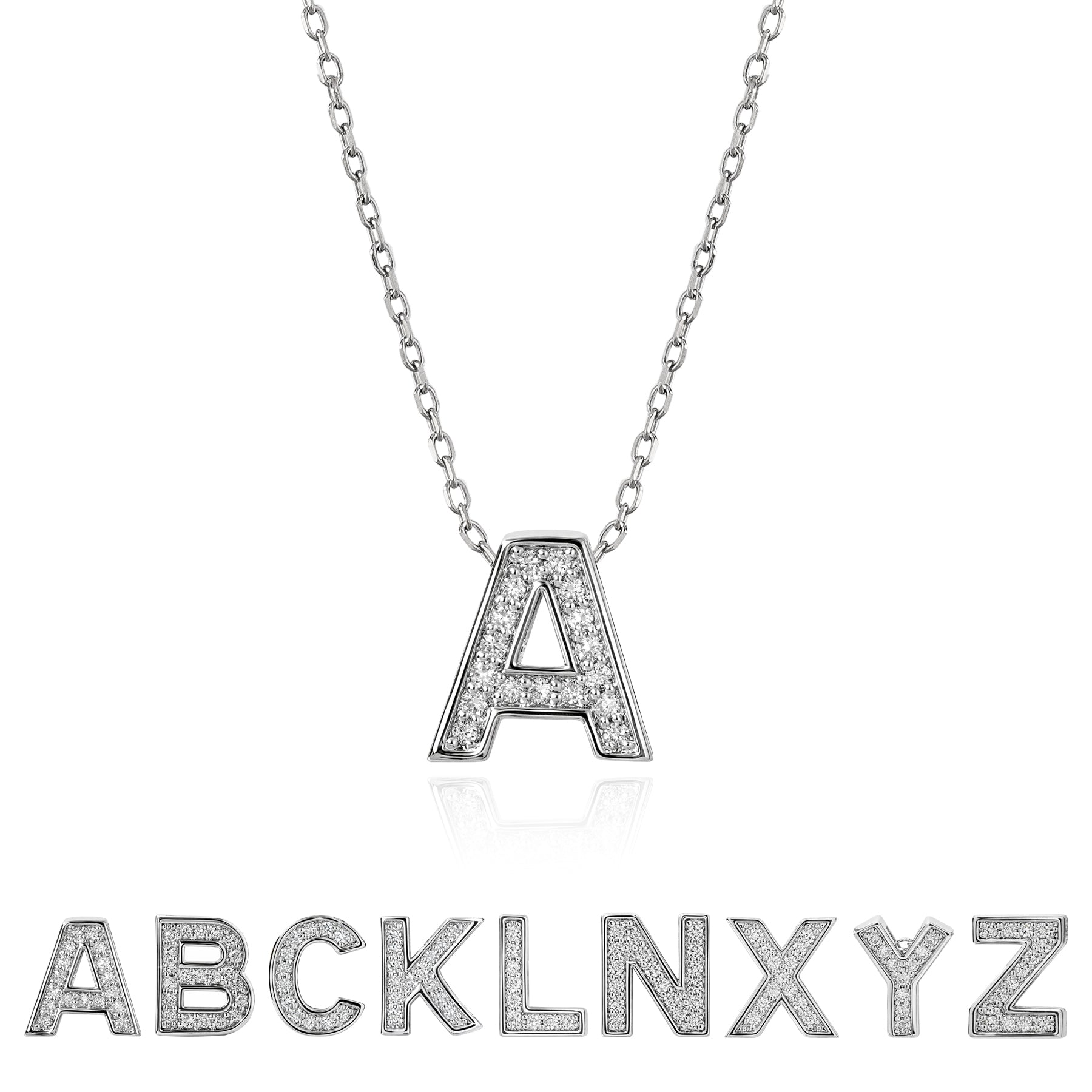 Lab Diamond Initial "A to Z" Letter Necklaces