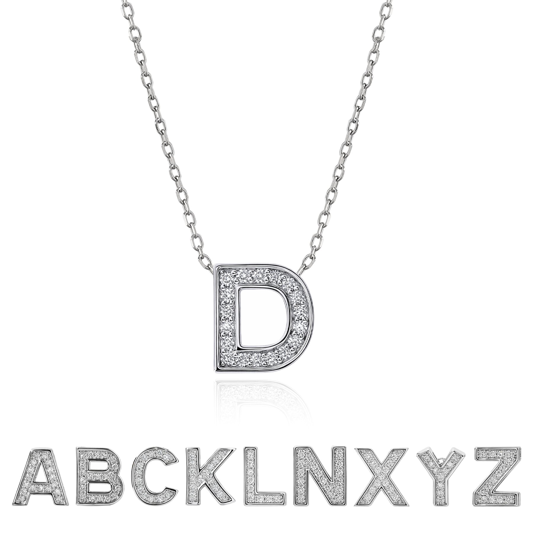 Lab Diamond Initial "A to Z" Letter Necklaces