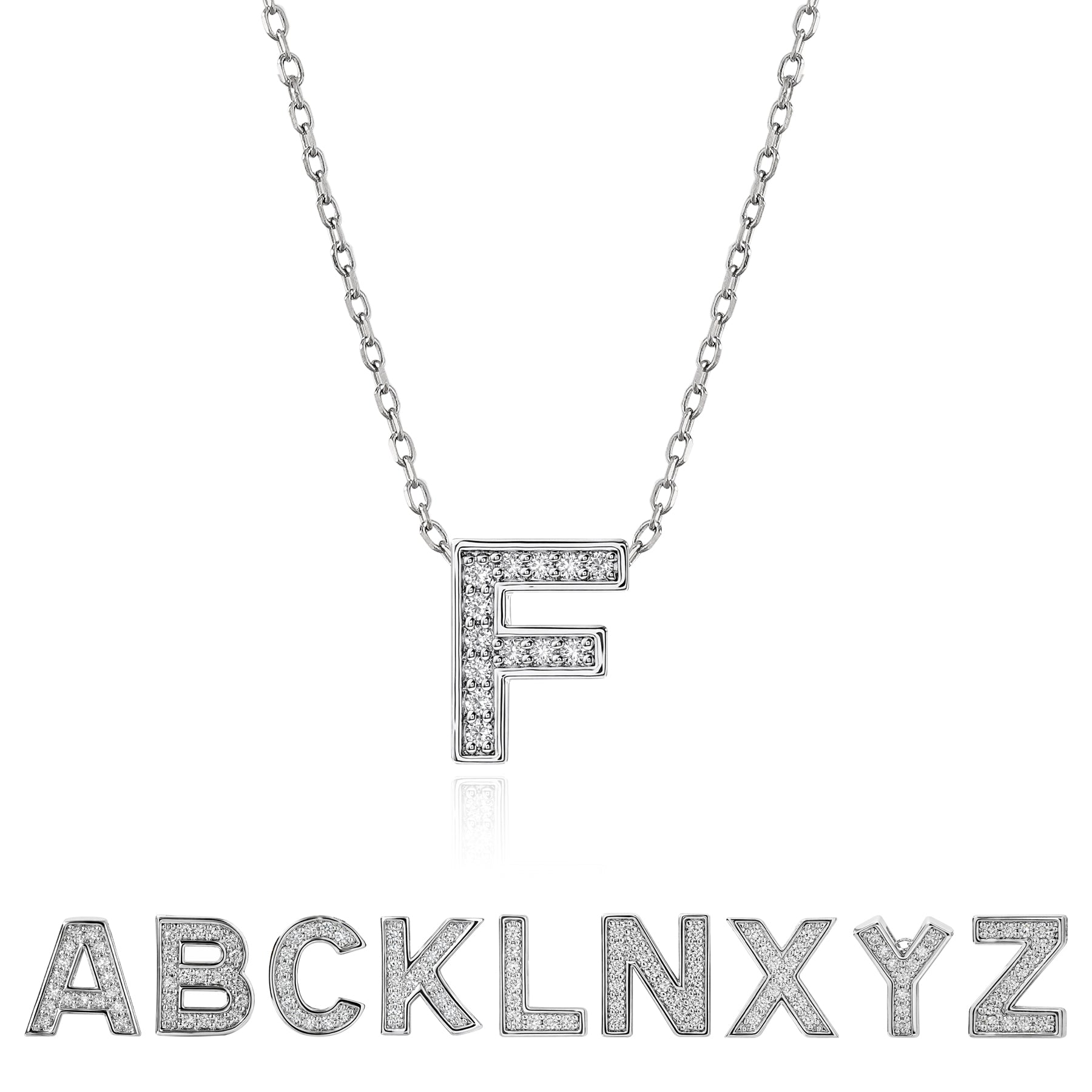 Lab Diamond Initial "A to Z" Letter Necklaces