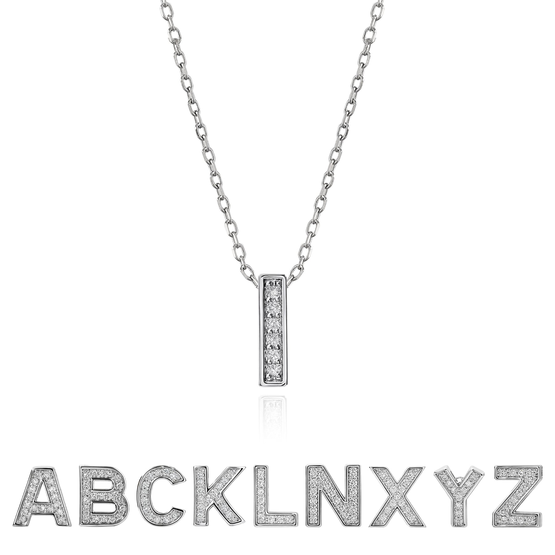 Lab Diamond Initial "A to Z" Letter Necklaces
