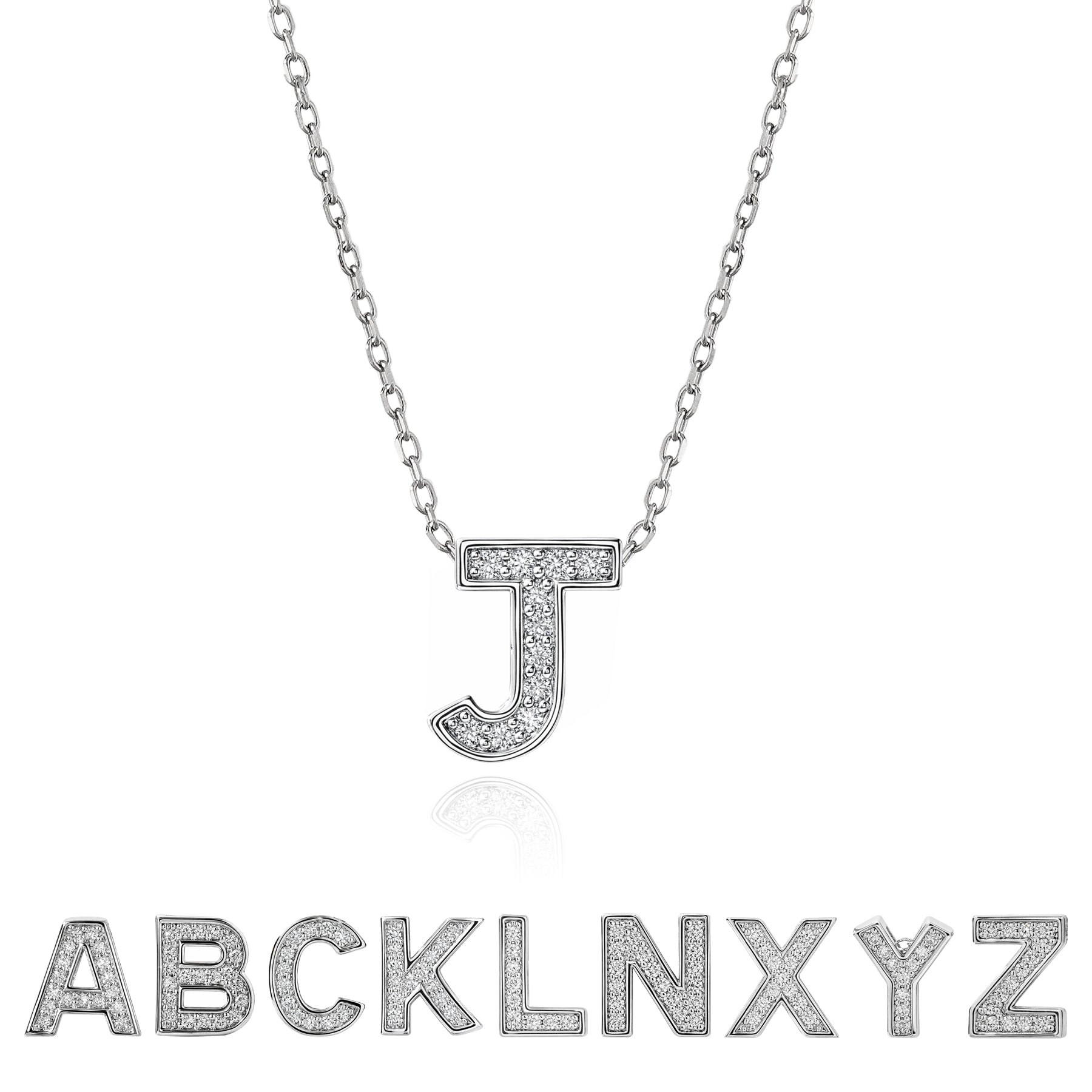 Lab Diamond Initial "A to Z" Letter Necklaces