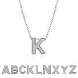 Lab  Diamond Initial “K” Letter Necklace – Elegant Alphabet Pendant Gift – 18K White Gold Plating for Women