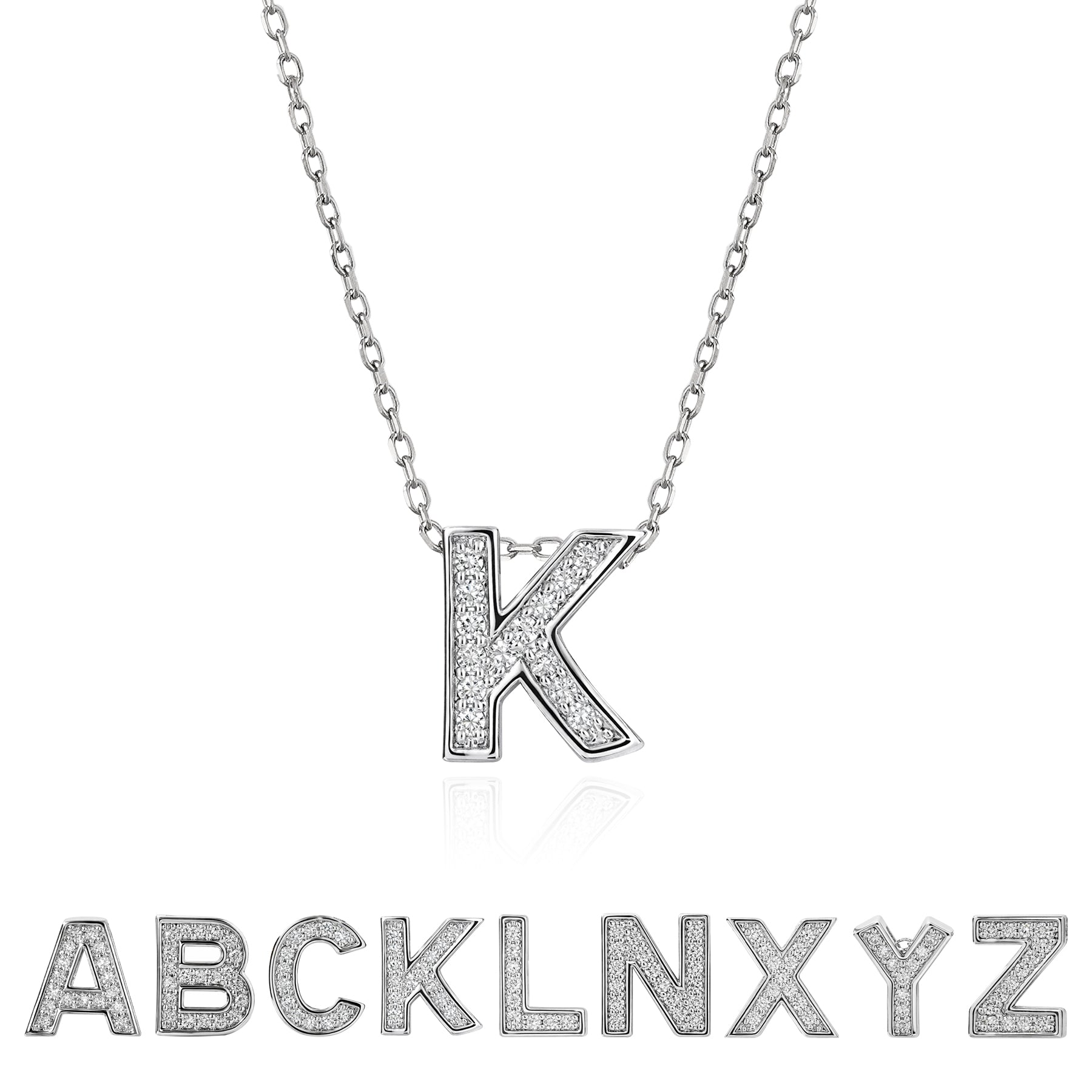 Lab Diamond Initial "A to Z" Letter Necklaces