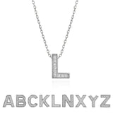 Lab  Diamond Initial “L” Letter Necklace – Elegant Alphabet Pendant Gift – 18K White Gold Plating for Women