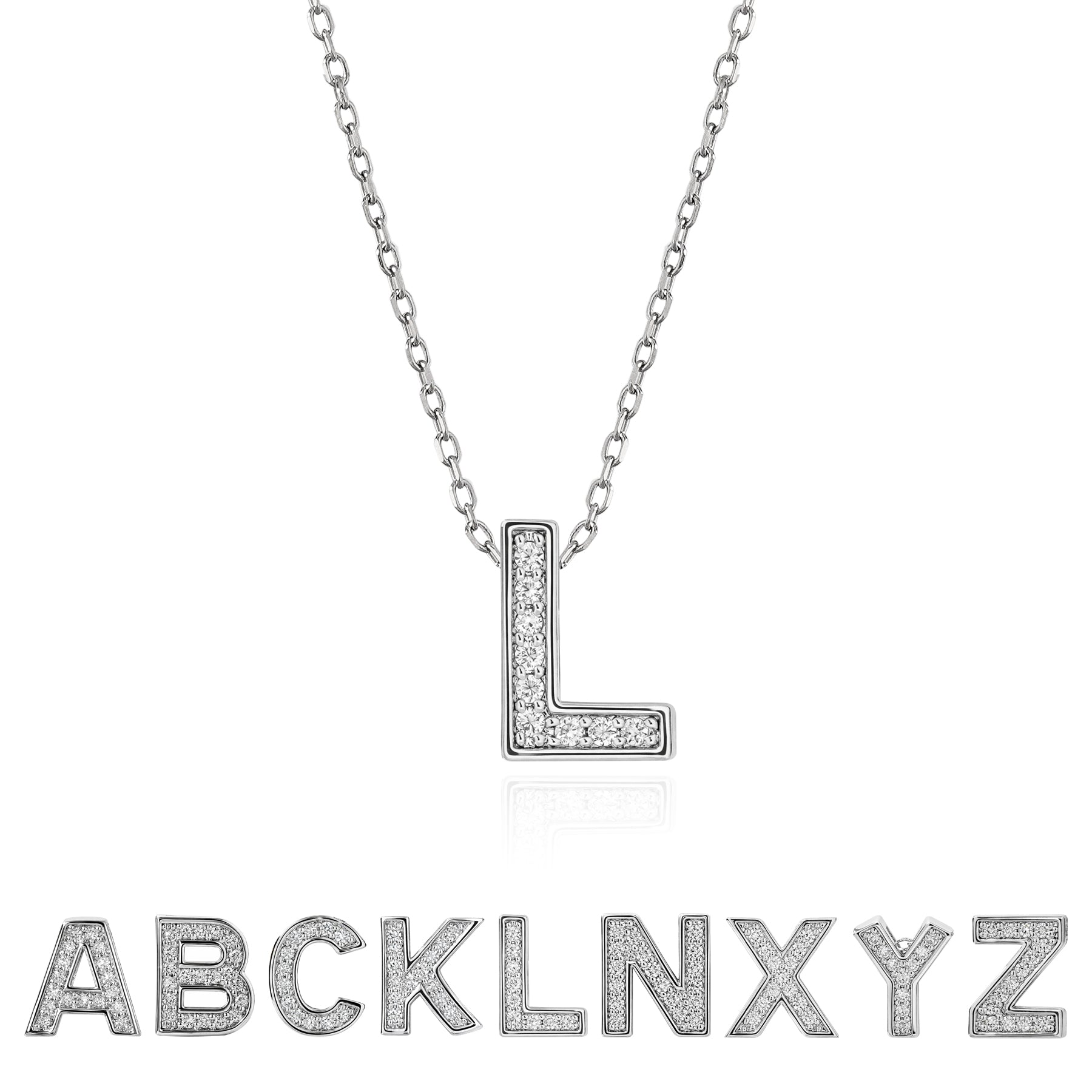 Lab Diamond Initial "A to Z" Letter Necklaces