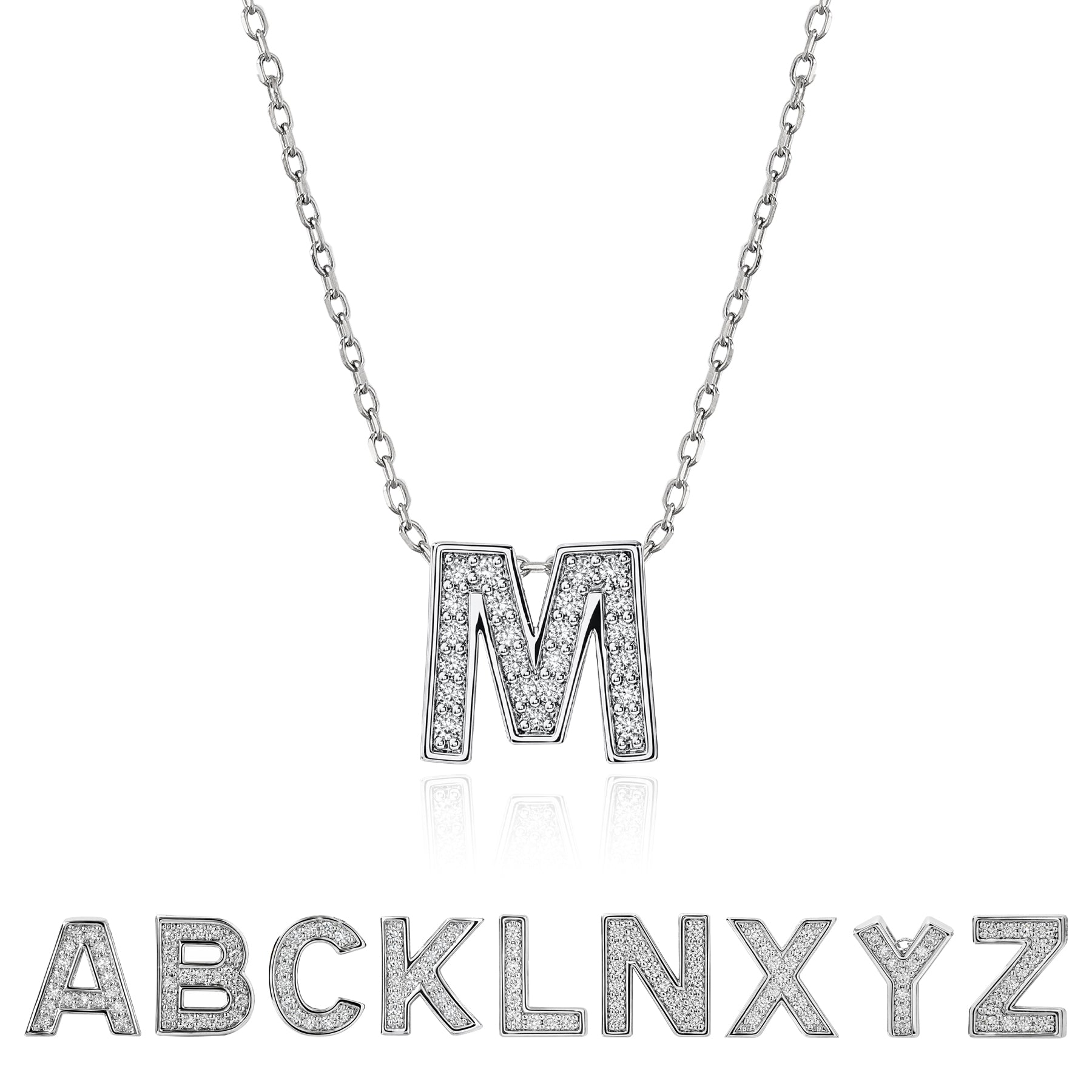 Lab Diamond Initial "A to Z" Letter Necklaces