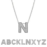 Lab  Diamond Initial “N” Letter Necklace – Elegant Alphabet Pendant Gift – 18K White Gold Plating for Women