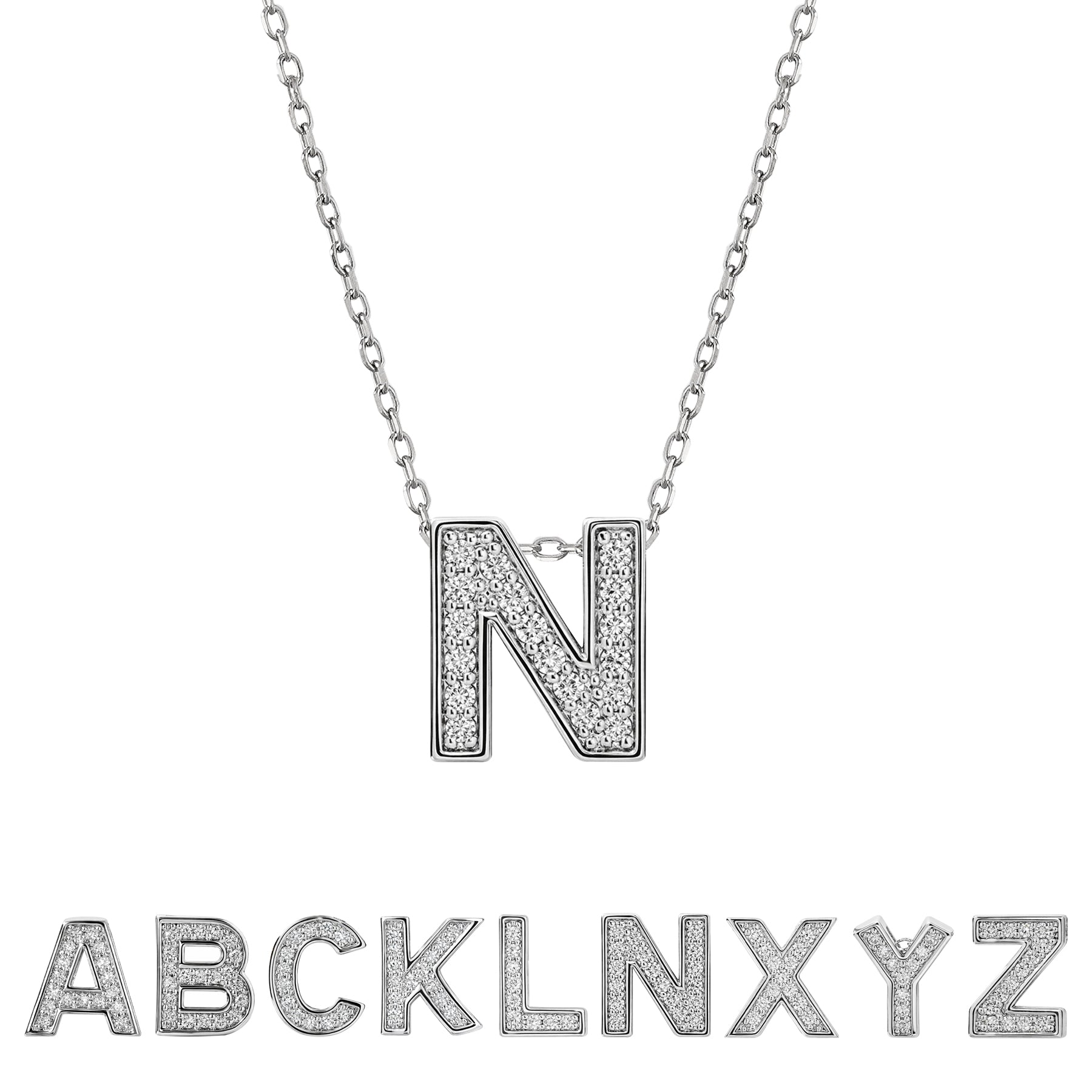 Lab Diamond Initial "A to Z" Letter Necklaces