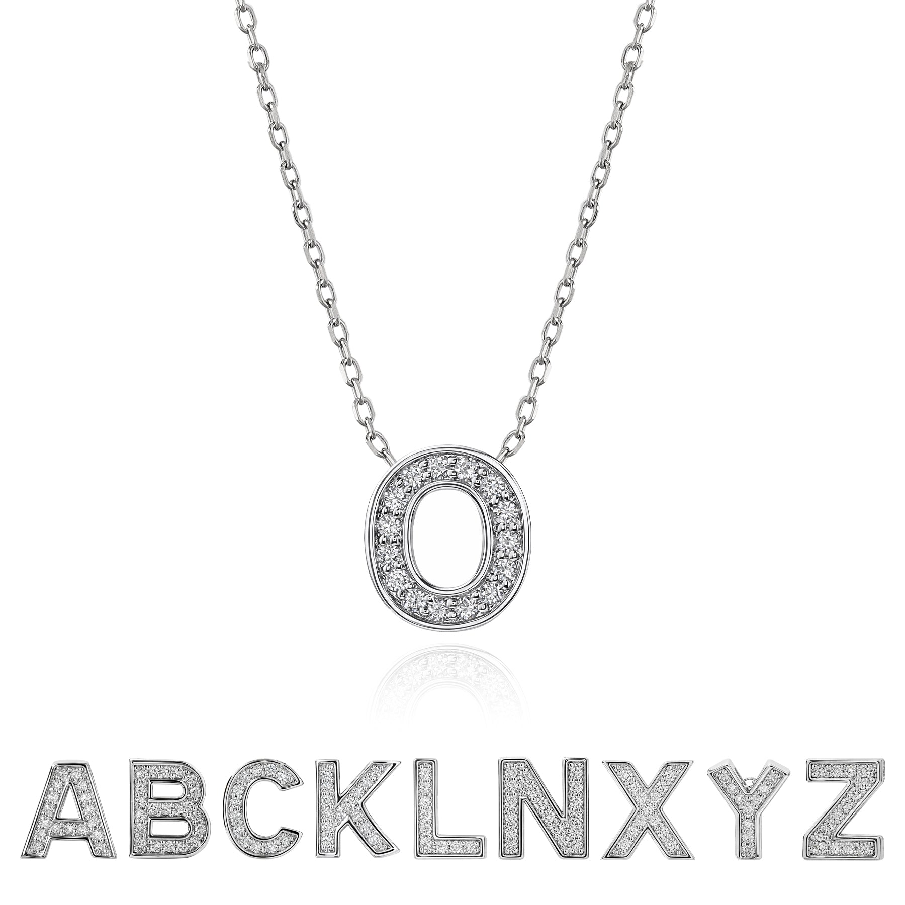 Lab Diamond Initial "A to Z" Letter Necklaces