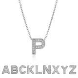 Lab  Diamond Initial “P” Letter Necklace – Elegant Alphabet Pendant Gift – 18K White Gold Plating for Women