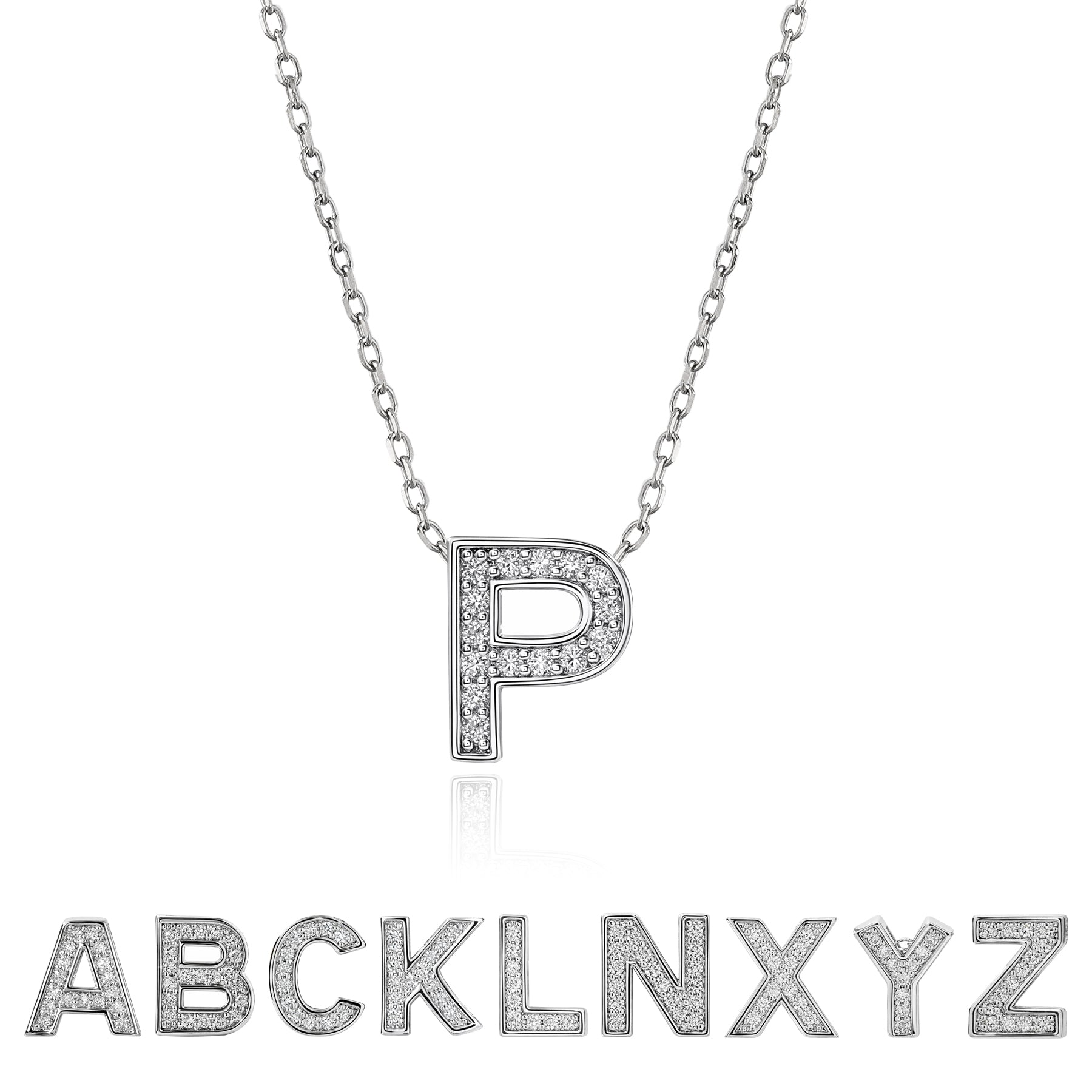 Lab Diamond Initial "A to Z" Letter Necklaces