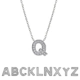 Lab  Diamond Initial “Q” Letter Necklace – Elegant Alphabet Pendant Gift – 18K White Gold Plating for Women