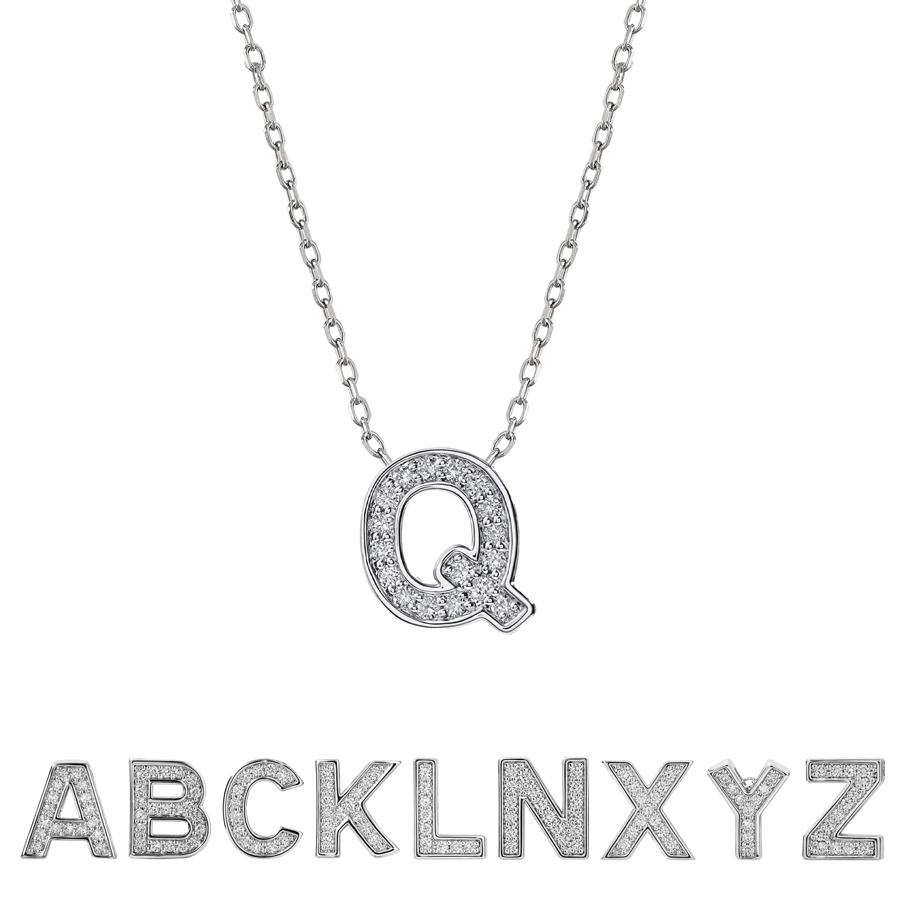 Lab Diamond Initial "A to Z" Letter Necklaces