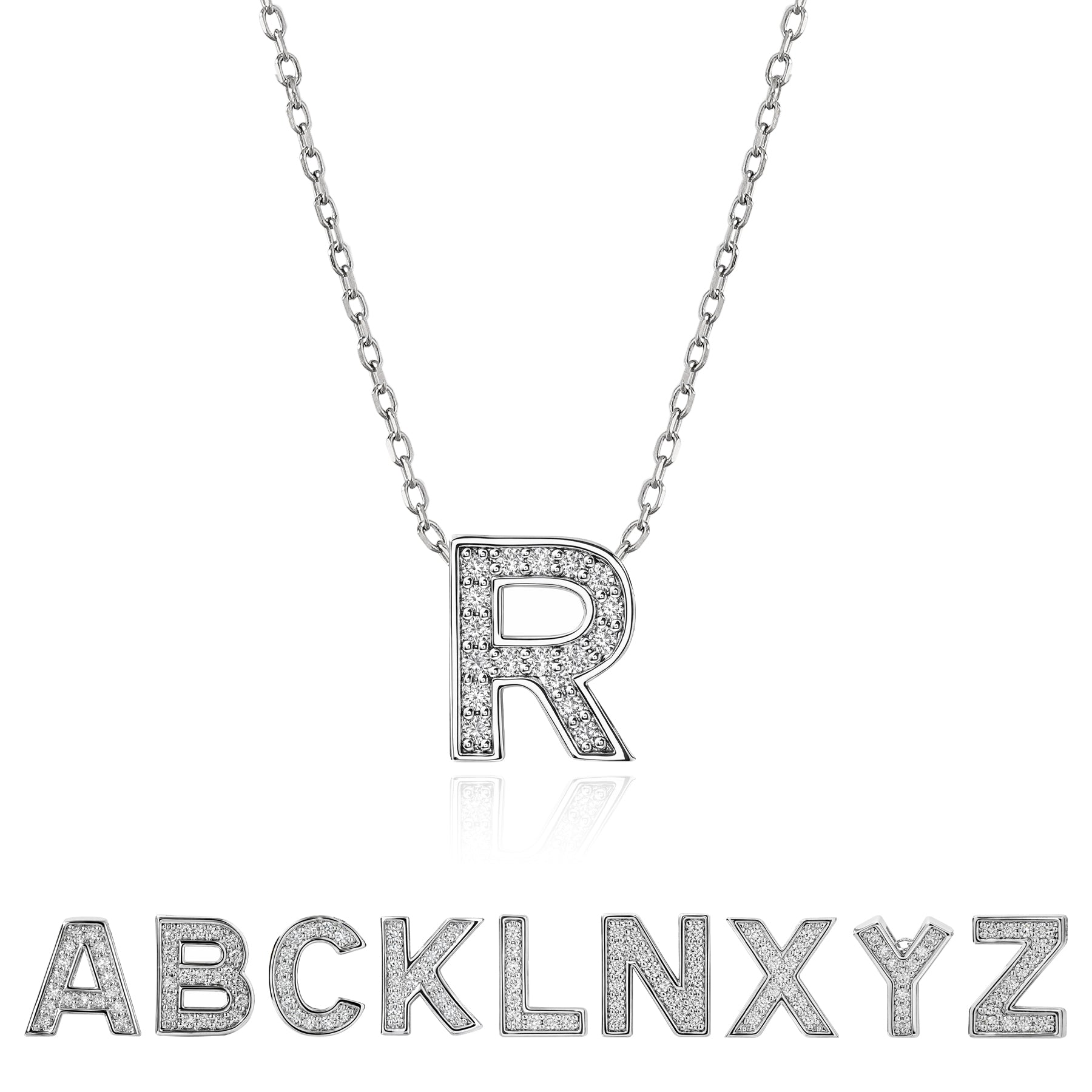Lab Diamond Initial "A to Z" Letter Necklaces