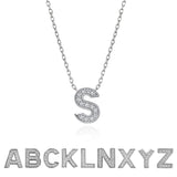 Lab  Diamond Initial “S” Letter Necklace – Elegant Alphabet Pendant Gift – 18K White Gold Plating for Women