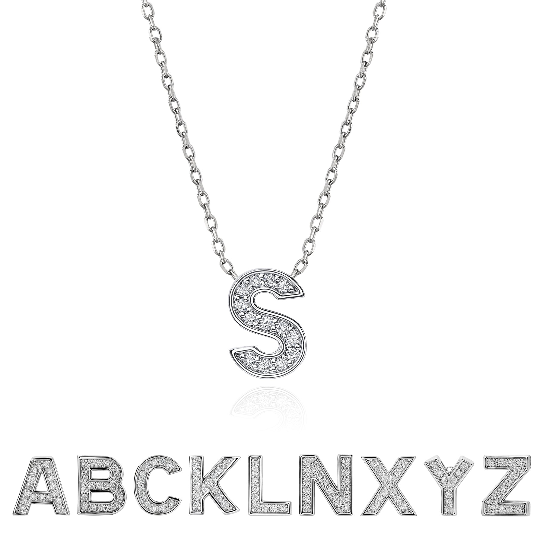 Lab Diamond Initial "A to Z" Letter Necklaces