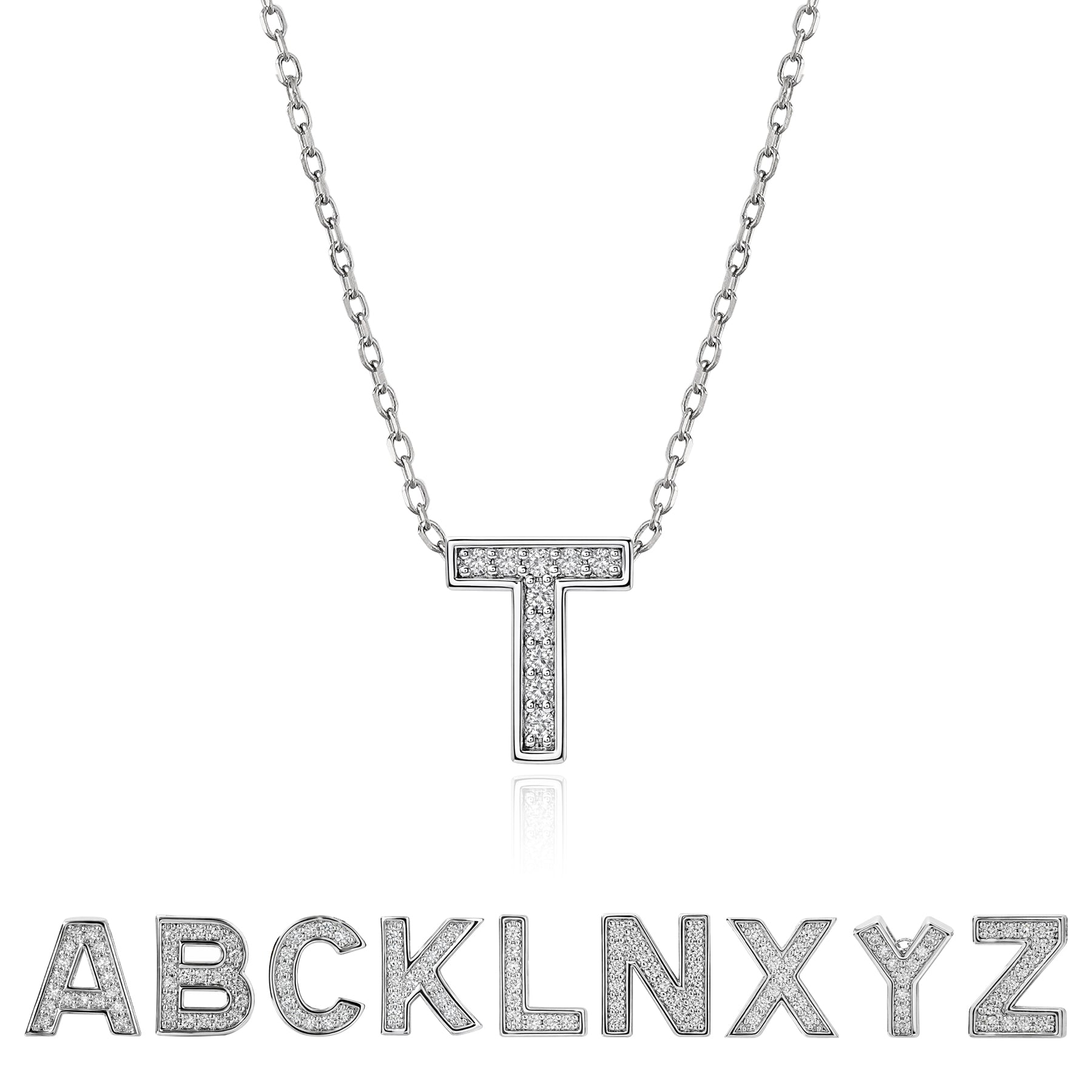 Lab Diamond Initial "A to Z" Letter Necklaces