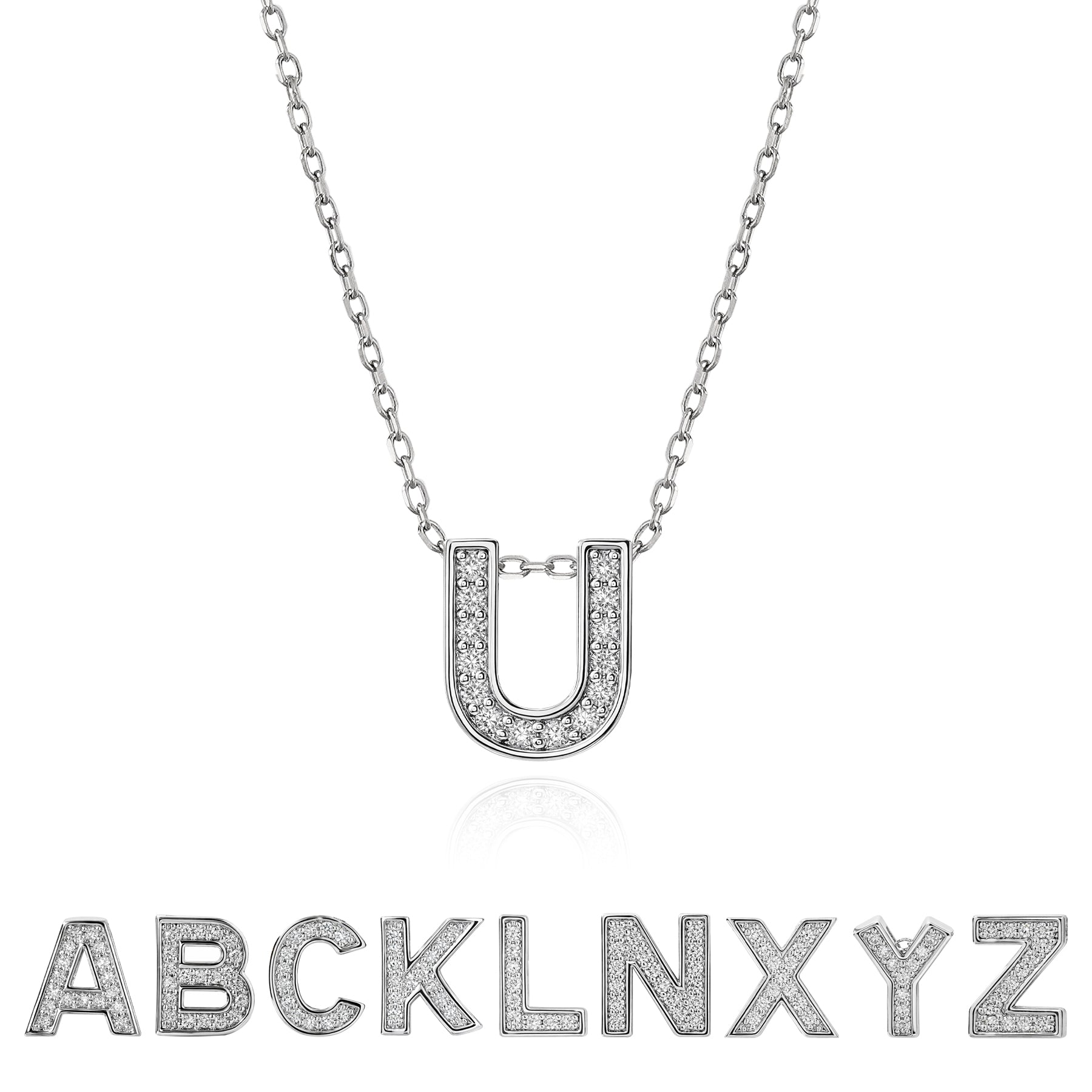 Lab Diamond Initial "A to Z" Letter Necklaces