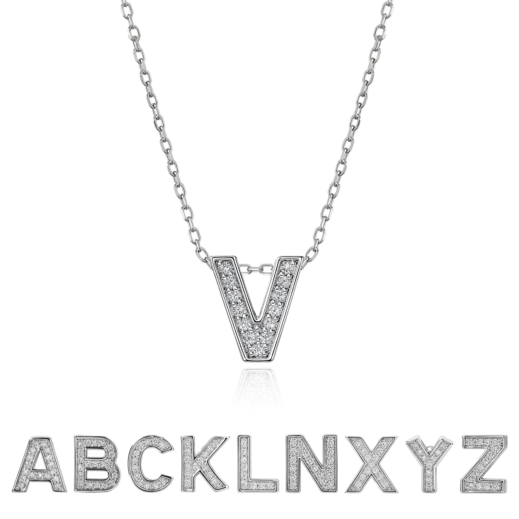 Lab Diamond Initial "A to Z" Letter Necklaces