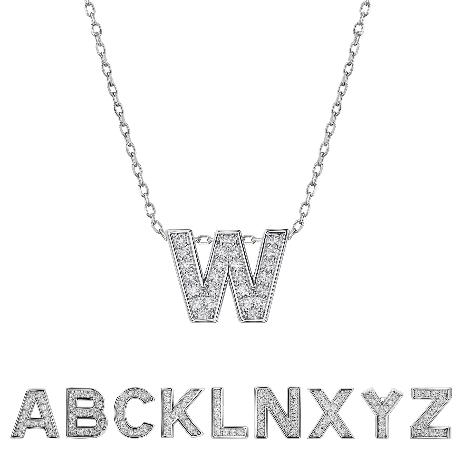 Lab Diamond Initial "A to Z" Letter Necklaces