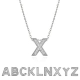 Lab  Diamond Initial “X” Letter Necklace – Elegant Alphabet Pendant Gift – 18K White Gold Plating for Women