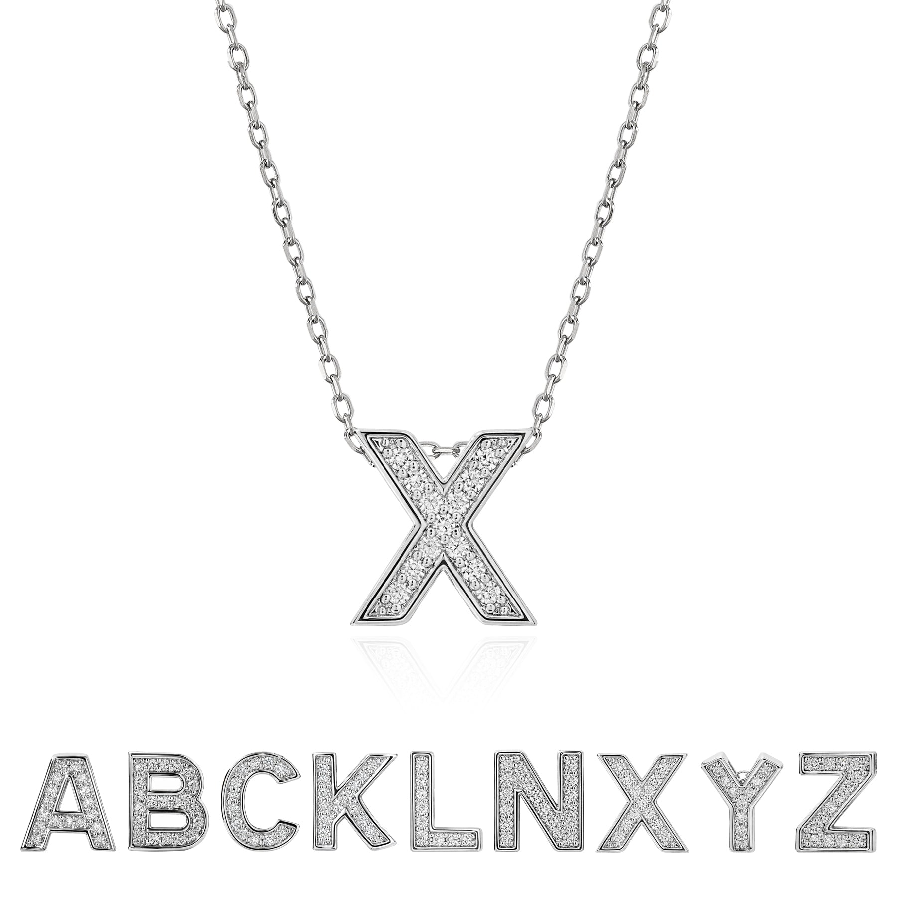 Lab Diamond Initial "A to Z" Letter Necklaces