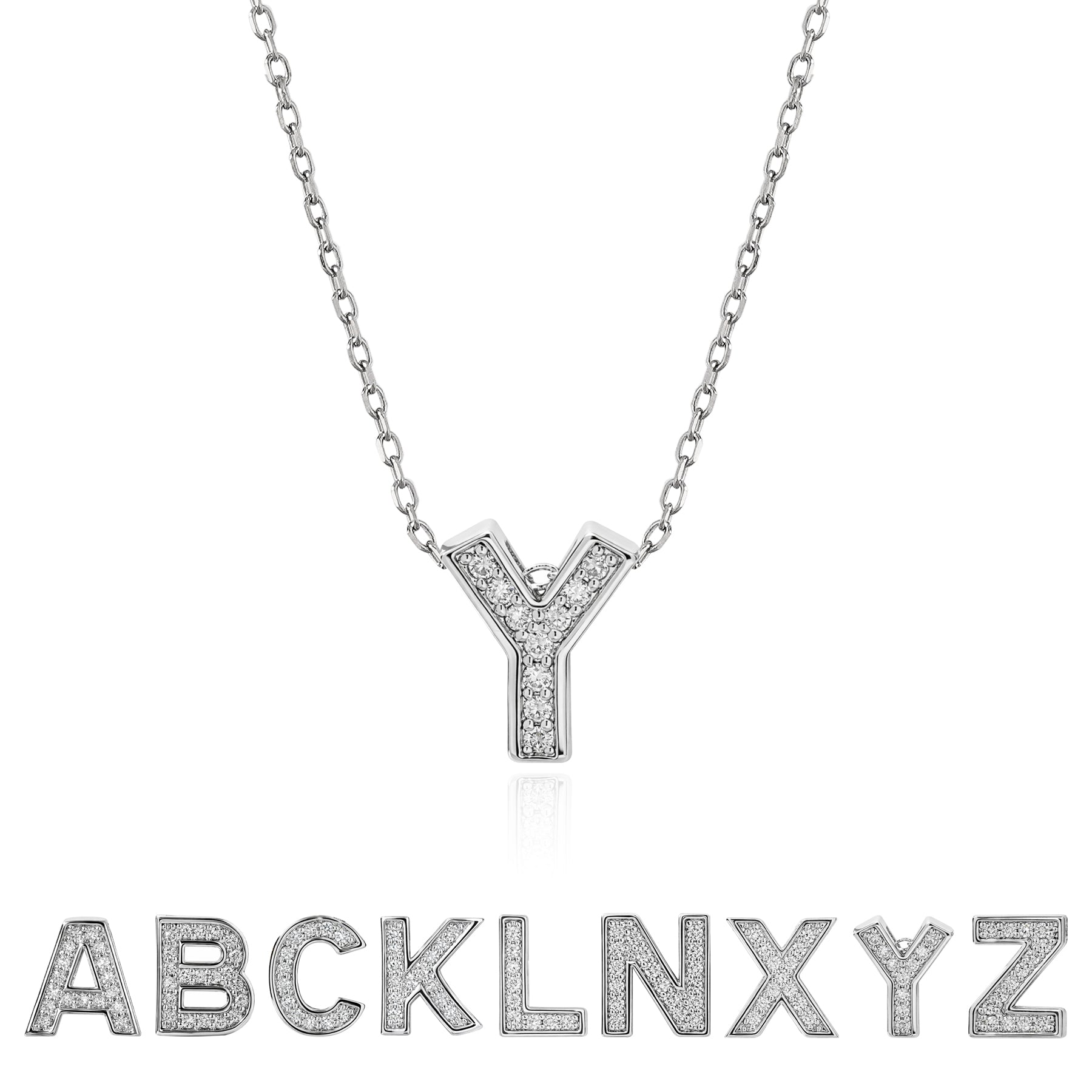 Lab Diamond Initial "A to Z" Letter Necklaces