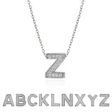 Lab  Diamond Initial “Z” Letter Necklace – Elegant Alphabet Pendant Gift – 18K White Gold Plating for Women