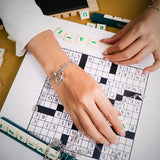 Lab  Diamond Initial "T" Lab  Diamond Letter Bracelet - Double Layer Alphabet Jewelry - 18K White Gold Plating for Women