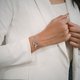 Lab  Diamond Initial "H" Lab  Diamond Letter Bracelet - Double Layer Alphabet Jewelry - 18K White Gold Plating for Women
