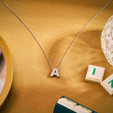 Lab  Diamond Initial “X” Letter Necklace – Elegant Alphabet Pendant Gift – 18K White Gold Plating for Women
