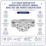 JeenMata 2.5 Carat Round Brilliant Cut Moissanite - Infinity Bridal Ring Set in 18K White Gold Plating for Women