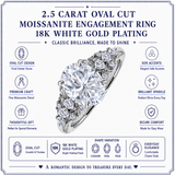 JeenMata 2.5 Carat Oval Cut Moissanite - Multi-Stone Engagement Ring in 18K White Gold Plating for Women