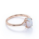 Cluster 1.10 Ct Oval Cut Lab Created Opal Engagement Ring