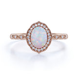 1.75 Ct Oval Cut Lab Created Opal Vintage Engagement Ring